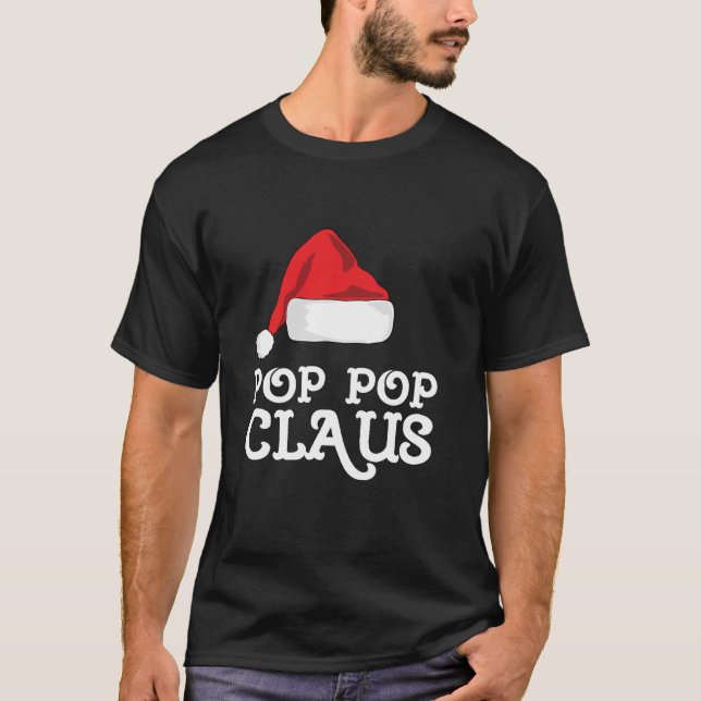 Camiseta Papais noeis de Pop da família Pop Claus Hat Pop N (Frente)