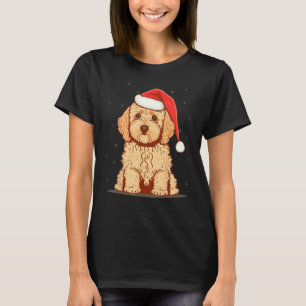 Camiseta Papais noeis de porta Ouro do Natal no Goldendoodl