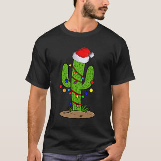 Camiseta Papais noeis De Presente De Árvore De Natal Cactus