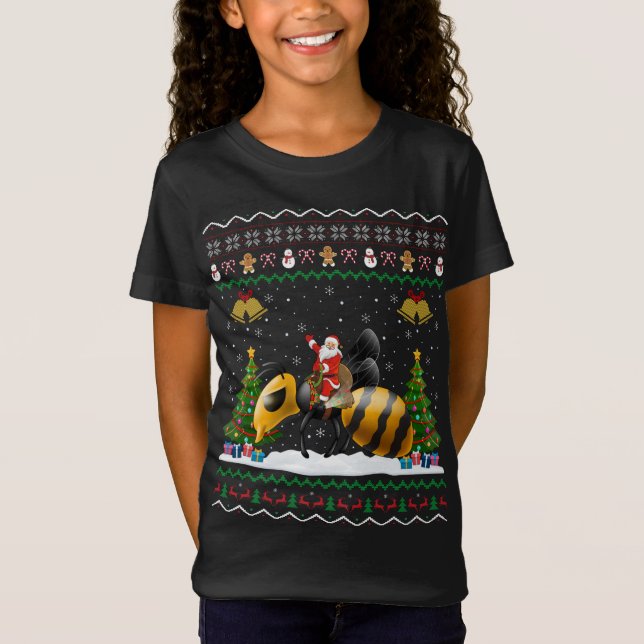 Camiseta Papais noeis De Presente De Xmas Feia De Wasp (Frente)