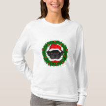 Papais noeis de Pug Preto de Natal Bonito em Terra