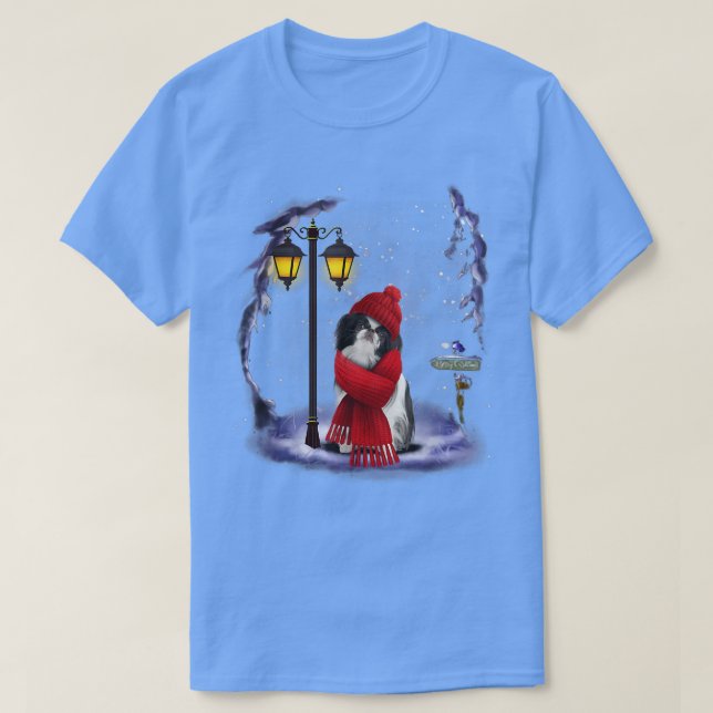 Camiseta Papais noeis de queixo japoneses neve Natal claro  (Frente do Design)