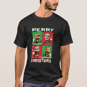 Camiseta Papais noeis de Raposa Cura Passam Árvore Feliz de