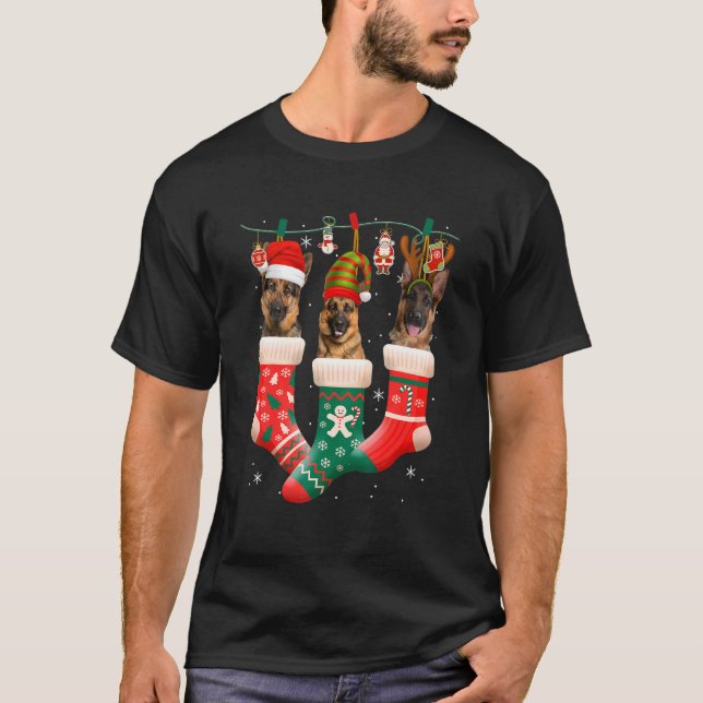 Camiseta Papais noeis de Reindeers de German shepherd de Na (Frente)