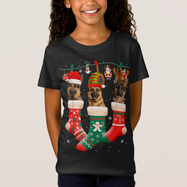 Camiseta Papais noeis de Reindeers de German shepherd de Na (Frente)