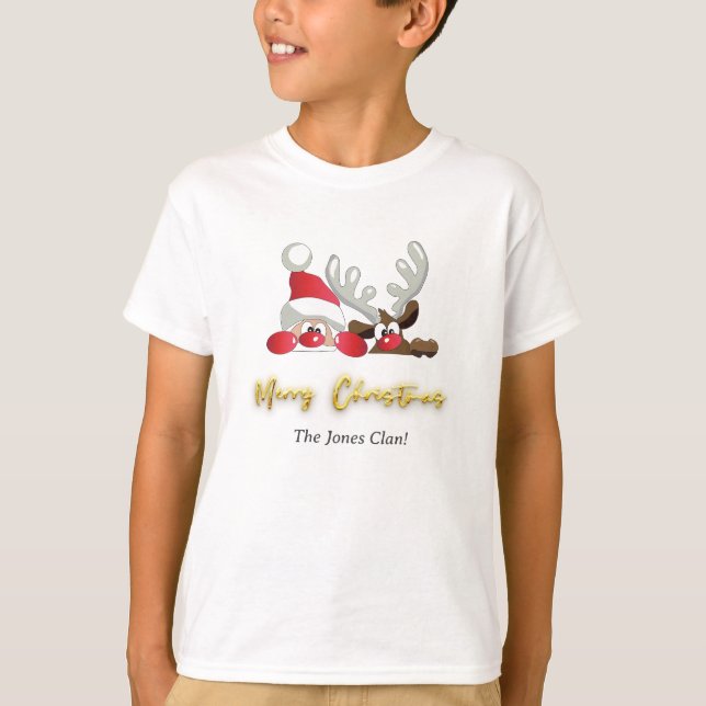 Camiseta Papais noeis de renas Feliz Natal Personalizado Me (Frente)
