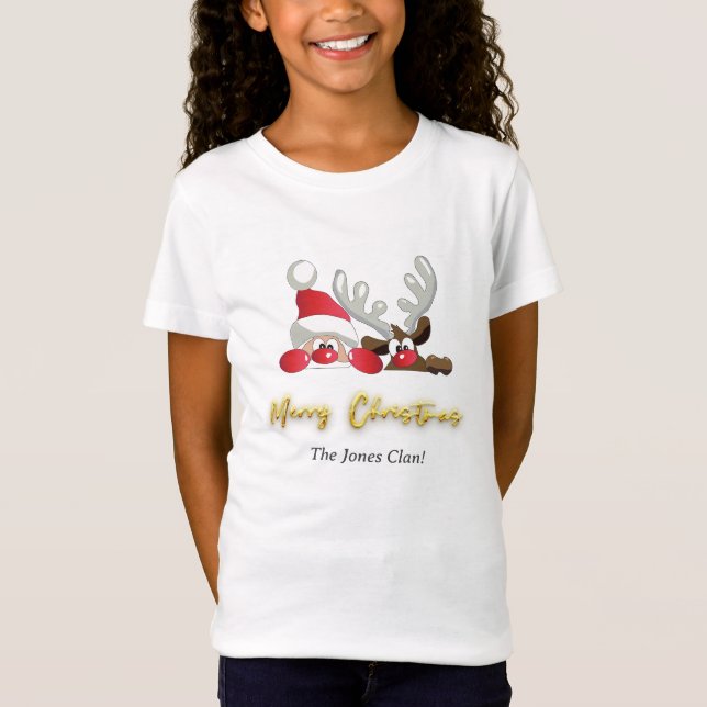 Camiseta Papais noeis de renas Feliz Natal Personalizado Ra (Frente)