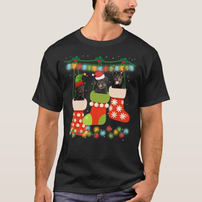 Camiseta Papais noeis de renas Xmas de Sock Rottweiler de N (Frente)