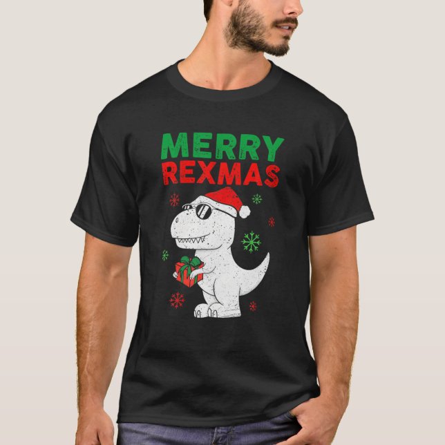 Camiseta Papais noeis De Rexmas felizes Trex Dino Toddler P (Frente)