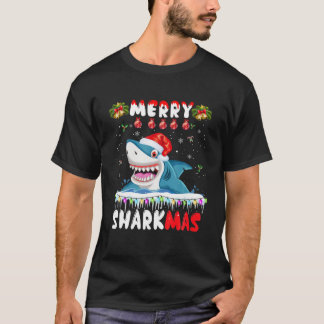 Camiseta Papais noeis de Sharkmas felizes Tubarões de Natal