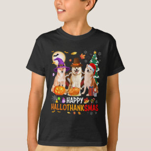 Camiseta Papais noeis de Shiba Inu de Natal Hallotha Feliz