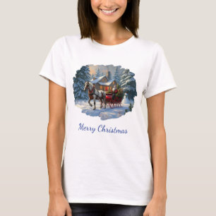 Camiseta Papais noeis de Sleigh de um cavalo natalino