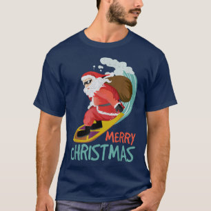 Camiseta Papais noeis de surfe Feliz Feliz Natal
