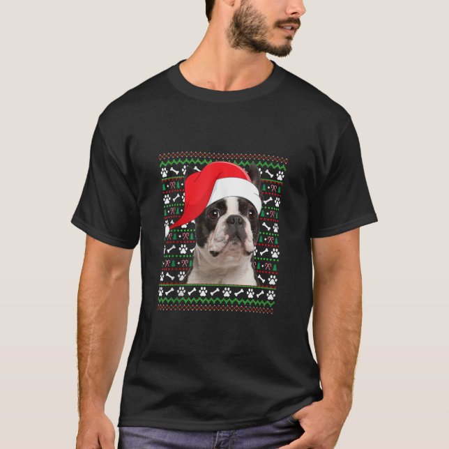 Camiseta Papais noeis de Sweater Feios de Xmas Boston Terri (Frente)