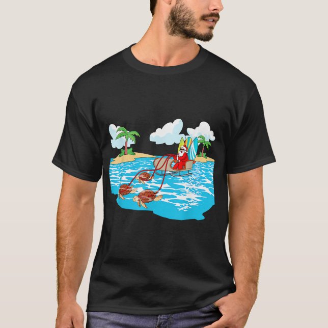 Camiseta Papais noeis de Tartaruga-do-mar Praias Praias (Frente)