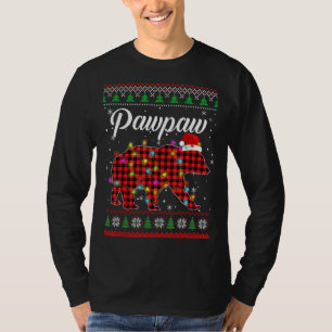 Camiseta Papais noeis De Urso De Pawpaw Xadrez Vermelha Xma