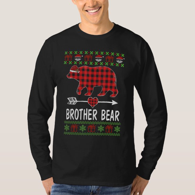Camiseta Papais noeis De Urso Irmão Pijamas Da Família Da X (Frente)