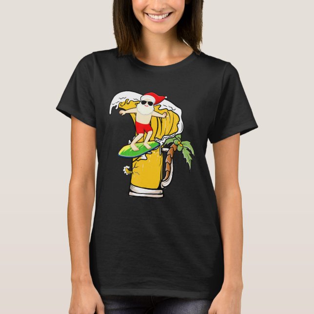 Camiseta Papais noeis De Vidro De Cerveja Em Julho (Frente)