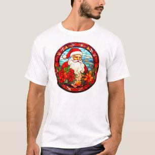 Camiseta Papais noeis De Vidro De Vidro Manchado 3D Ornamen