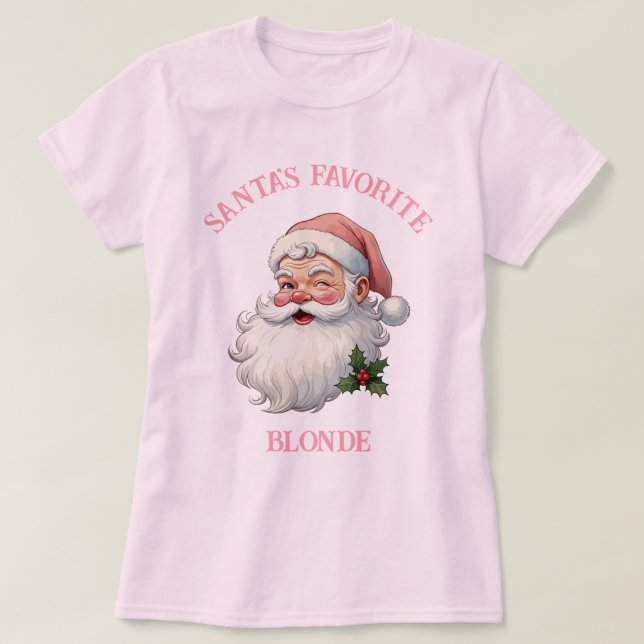 Camiseta Papais noeis de Vintage Personalizados - Xmas Rosa (Frente do Design)