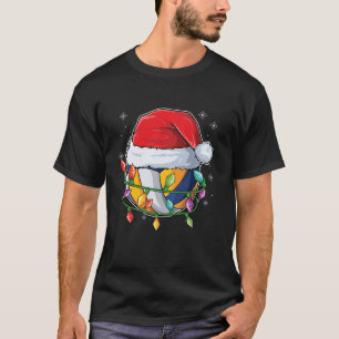 Camiseta Papais noeis de Voleibol Luzes de Natal Esporte Fe