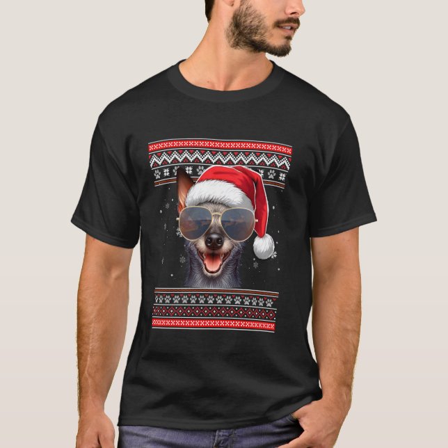 Camiseta Papais noeis de X-mas suados suados Xoloitzcuintli (Frente)