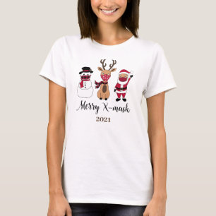 Camiseta Papais noeis de Xadrez Engraçado de Máscara X da