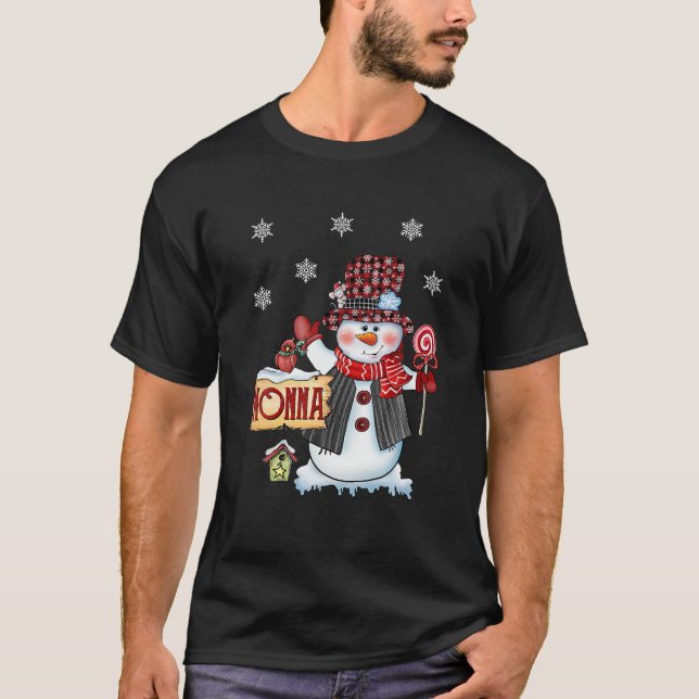 Camiseta Papais noeis de Xadrez Vermelha de Canas de Natal  (Frente)