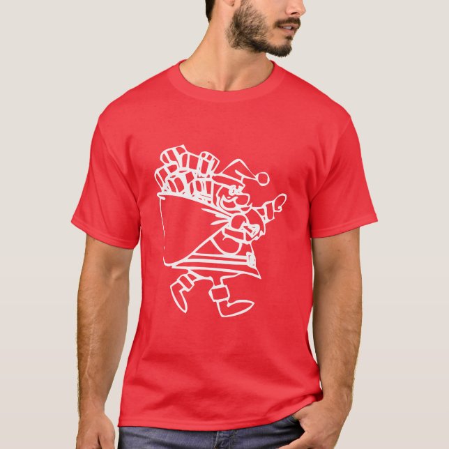 Camiseta Papais noeis desenhados à mão com presentes (Frente)