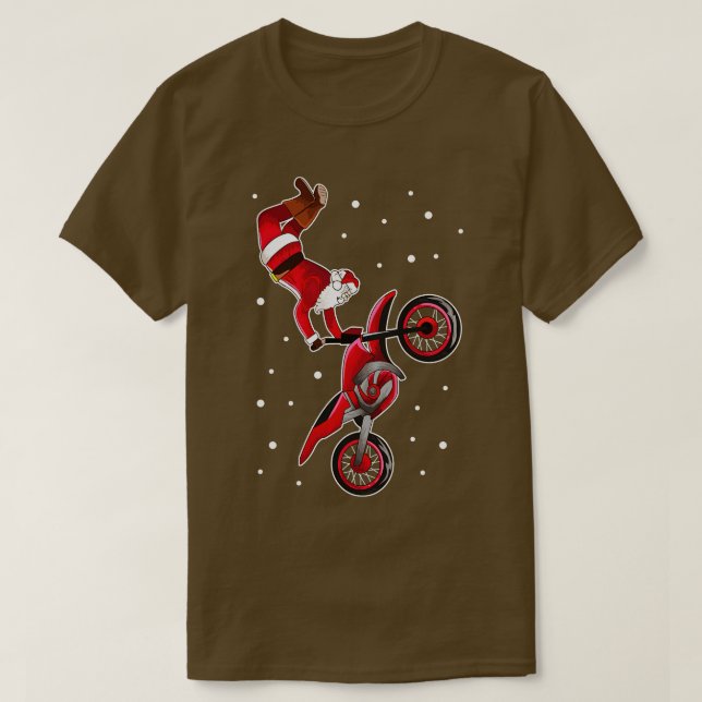 Camiseta Papais noeis Dirtbike Motocross tricks Freestyle C (Frente do Design)