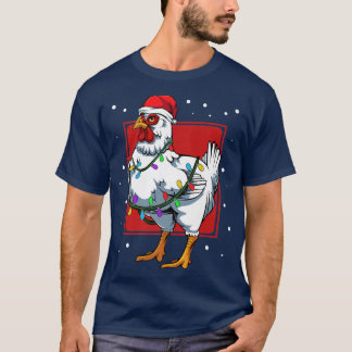 Camiseta Papais noeis divertidos à luz de galinha Feliz Cel