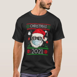 Camiseta Papais noeis do Natal de 2021 Vestindo máscara fe