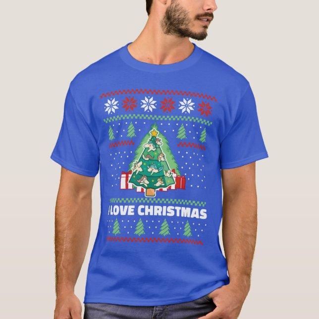 Camiseta Papais noeis do Unicórnio Christmasree Unicorn (Frente)