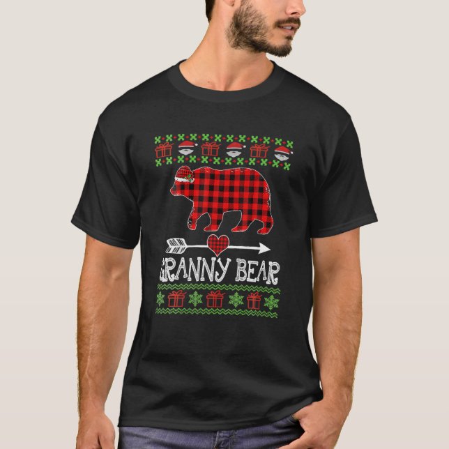 Camiseta Papais noeis Do Urso Da Avó Pijamas Da Família Da  (Frente)