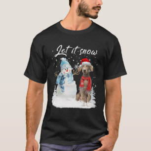 Camiseta Papais noeis do Weimaraner Cachorro Natal Snowman
