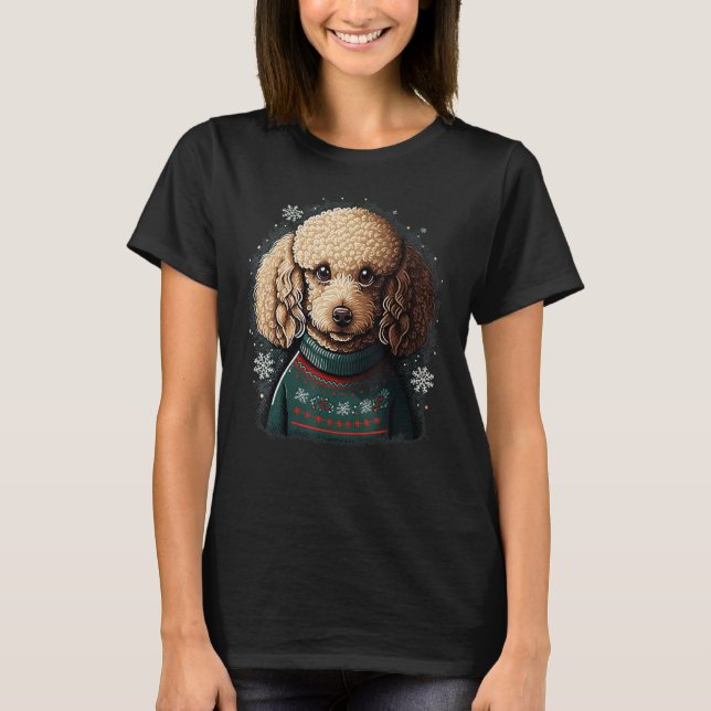 Camiseta Papais noeis do Xmas Toy Poodle no Poodle de Natal (Frente)