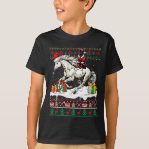 Camiseta Papais noeis Dobermann Riding Horse Christmas Swea