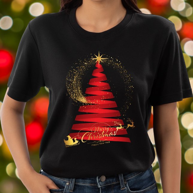 Camiseta Papais noeis Dourados e renas da Árvore de Natal V (Criador carregado)