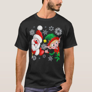 Camiseta Papais noeis e Caracteres de Natal do Elf diminuem