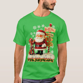 Camiseta Papais noeis e Estilo de Arte Folk Rudolph