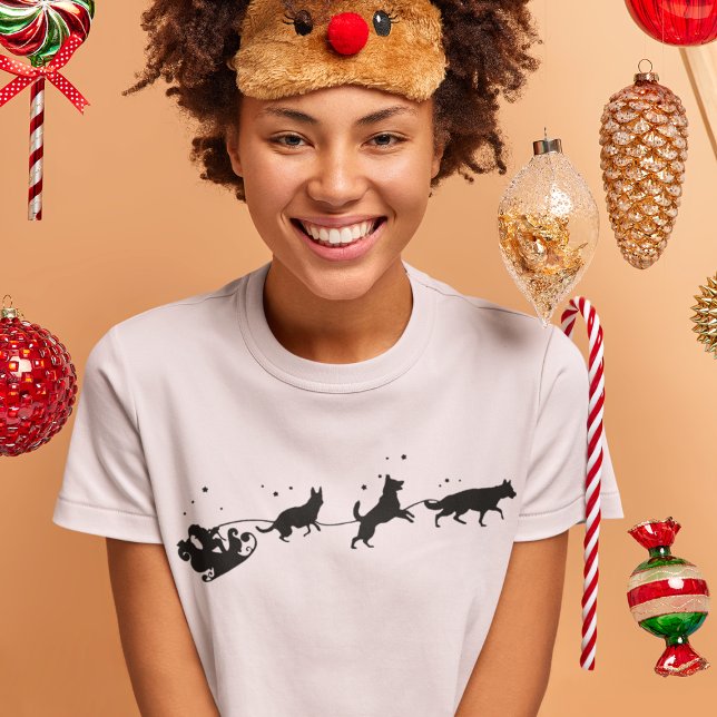 Camiseta Papais noeis E Natal Da Sombra Do German shepherd (Criador carregado)