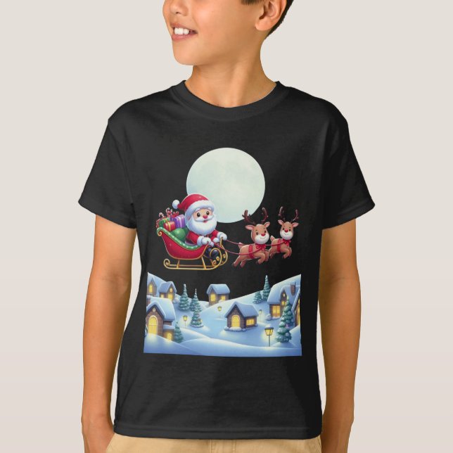 Camiseta Papais noeis e Reindeer Natal Magic Night Tee (Frente)