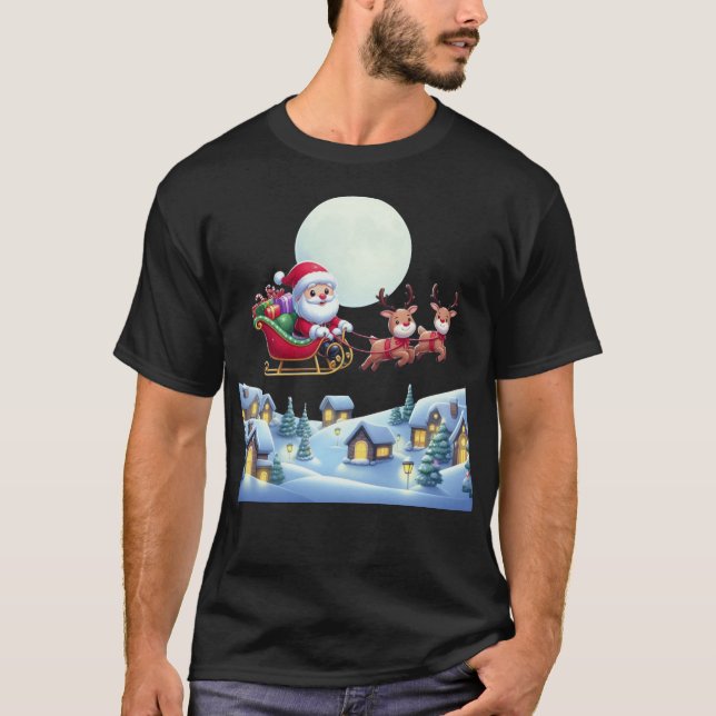 Camiseta Papais noeis e Reindeer Natal Magic Night Tee (Frente)