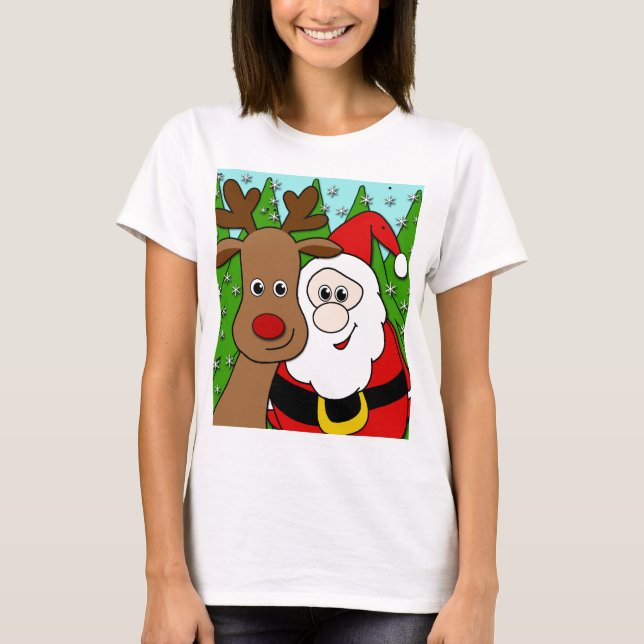 Camiseta Papais noeis e Rudolph selfie (Frente)