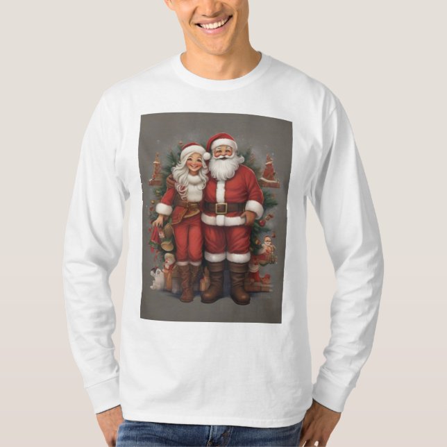 Camiseta "Papais noeis e Sra. Claus Embrace" (Frente)