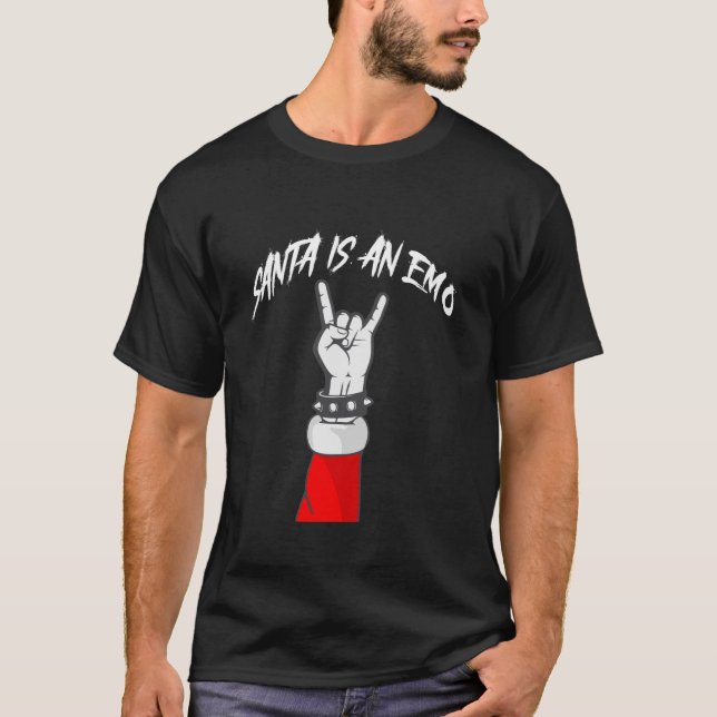 Camiseta Papais noeis é um Engraçado Emo, Cute Emo Natal Pu (Frente)