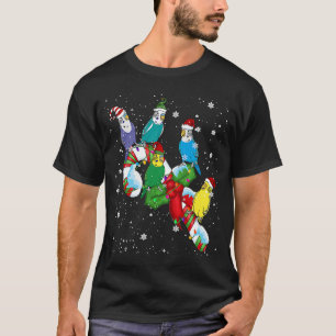 Camiseta Papais noeis ELF Budgerigar Em Candy Christmas Lig
