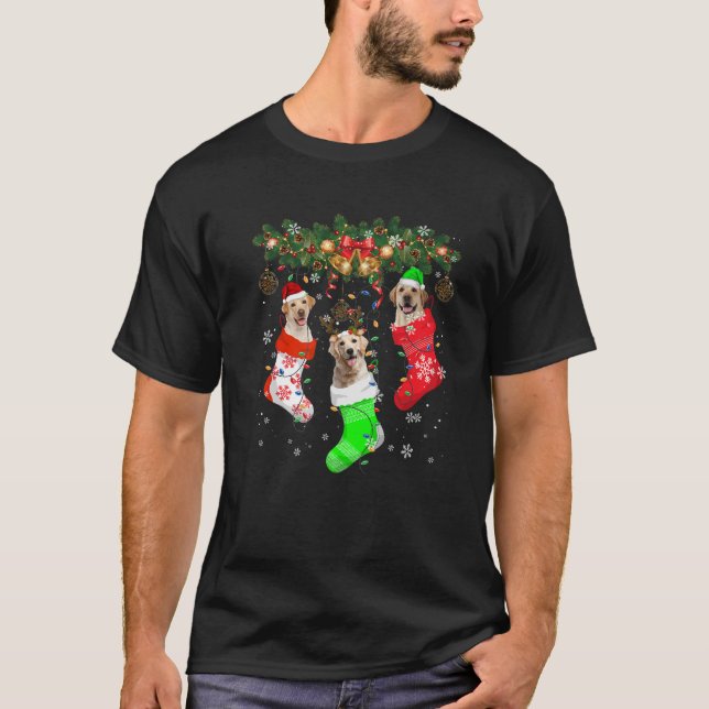 Camiseta Papais noeis ELF Reindeer Labrador Retriever No Na (Frente)