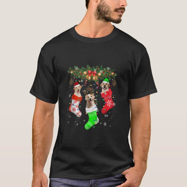 Camiseta Papais noeis ELF Reindeer Labrador Retriever No Na (Frente)