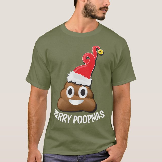 Camiseta Papais noeis Emoji cocô no doce de Natal feio (Frente)